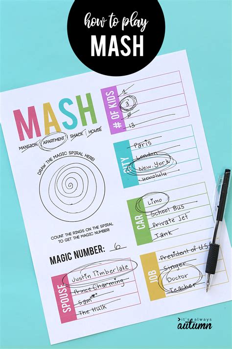 mash the game on paper